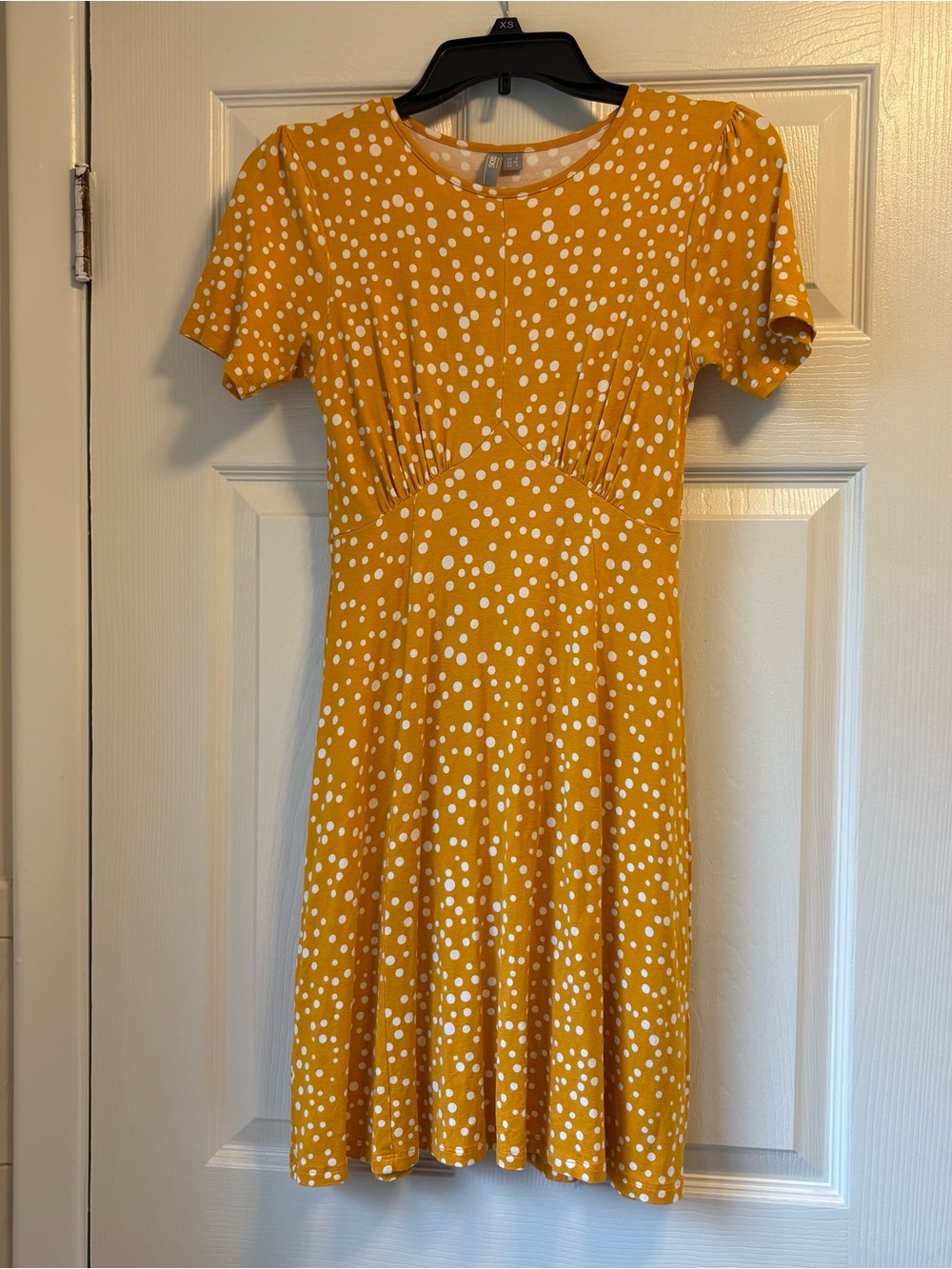 ASOS Yellow Polka Dot Short Sleeve A-Line Mini Dress size 2
